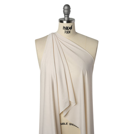 Stretch Polyester Jersey - Bleached Sand - Famous Australian Designer Deadstock