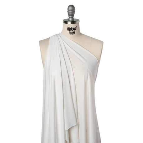 Stretch Polyester Jersey - Snow White - Famous Australian Designer Deadstock