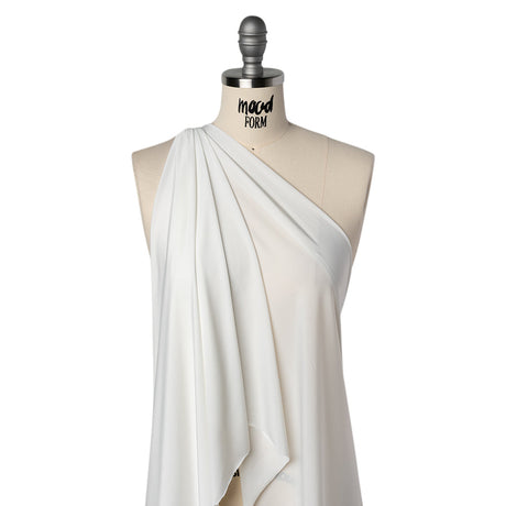 Stretch Polyester Jersey - Coconut White - Famous Australian Designer Deadstock