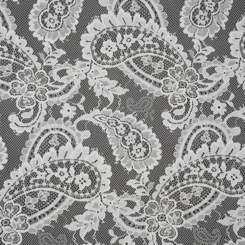 Cotton Blend Re-Embroidered Lace - Cloud Dancer Paisley and Floral - Famous Australian Designer Deadstock