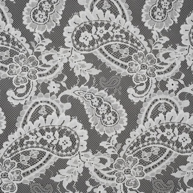 Cotton Blend Re-Embroidered Lace - Cloud Dancer Paisley and Floral - Famous Australian Designer Deadstock