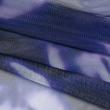 Stretch Polyester Mesh Print - Pale Purple, Ultramarine Blue and Black Abstract Tie Dye - Designer Deadstock