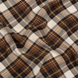 Stretch Polyester Crepe - Brown, Beige and Navy Diagonal Plaid - Designer Deadstock