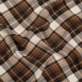Stretch Polyester Crepe - Brown, Beige and Navy Diagonal Plaid - Designer Deadstock
