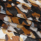 Crinkled Polyester Chiffon Print - Black, Brown and White Painterly Spots - Designer Deadstock