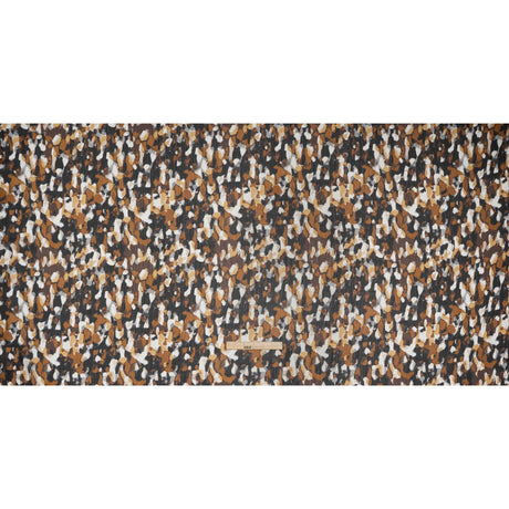 Crinkled Polyester Chiffon Print - Black, Brown and White Painterly Spots - Designer Deadstock