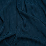 Polyester Dobby Plisse - Navy Blue Satin Stripes - Designer Deadstock