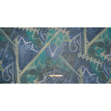 Crinkled Polyester Chiffon Print - Dark Blue, Teal and Olive Ornate Paisley Patchwork - Designer Deadstock
