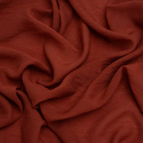 Textured Polyester and Rayon Gauzy Woven - Brick Red - Designer Deadstock