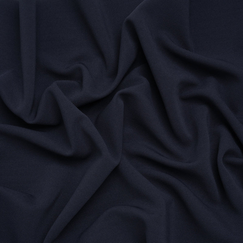 Stretch Polyester Ottoman Knit - Navy Blazer - Designer Deadstock