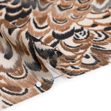 Polyester Stretch Mesh - Brown, Black and Cream Turkey Feathers - Designer Deadstock