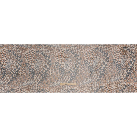 Polyester Stretch Mesh - Brown, Black and Cream Turkey Feathers - Designer Deadstock