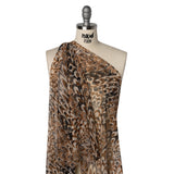 Polyester Stretch Mesh - Brown, Black and Cream Turkey Feathers - Designer Deadstock