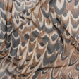 Polyester Stretch Mesh - Brown, Black and Cream Turkey Feathers - Designer Deadstock