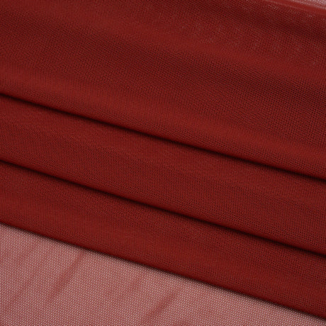 Polyester Stretch Mesh - Brick Red - Designer Deadstock