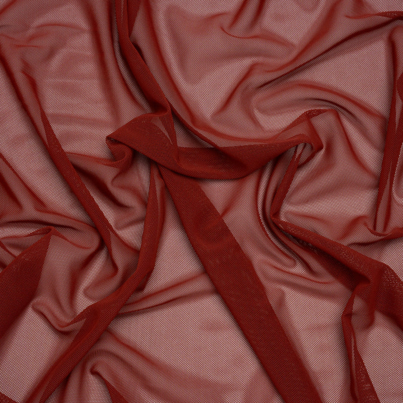 Polyester Stretch Mesh - Brick Red - Designer Deadstock
