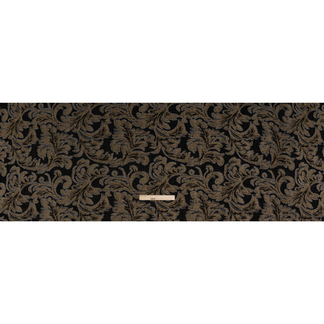 Metallic Nylon Knit - Black, Gold and Silver Floral - Designer Deadstock