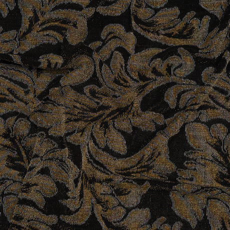 Metallic Nylon Knit - Black, Gold and Silver Floral - Designer Deadstock
