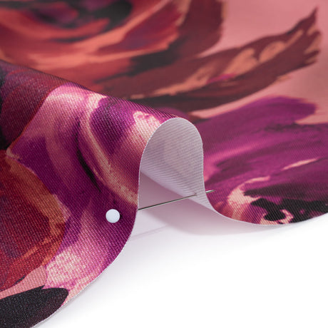 Polyester Mikado Print - Pink, Red and Plum Painterly Florals - Designer Deadstock