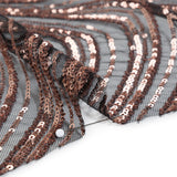 Sequined Polyester Tulle - Rose Gold Art Deco Arches on Black - Designer Deadstock
