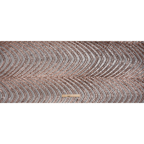 Sequined Polyester Tulle - Rose Gold Art Deco Arches on Black - Designer Deadstock