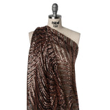 Sequined Polyester Tulle - Rose Gold Art Deco Arches on Black - Designer Deadstock