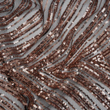 Sequined Polyester Tulle - Rose Gold Art Deco Arches on Black - Designer Deadstock