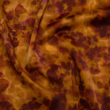Stretch Polyester Crepe Back Satin - Burgundy and Gold Floral Impressions - Designer Deadstock