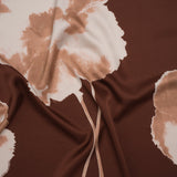 Stretch Polyester Charmeuse - Brown, Beige and Tan Floral - Designer Deadstock