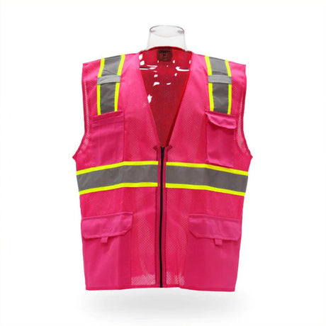 RADYAN® High Visibility Multi Pocket Safety Vest with Reflective Stripes Zipper Front