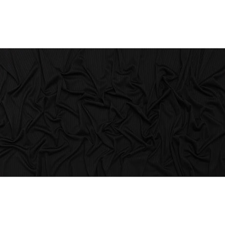 Stretch Polyester Barcode Rib Knit - Black - Designer Deadstock