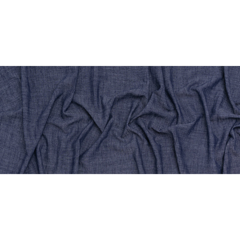 Polyester, Rayon and Linen Denim-Like Woven - Dark Blue - Designer Deadstock