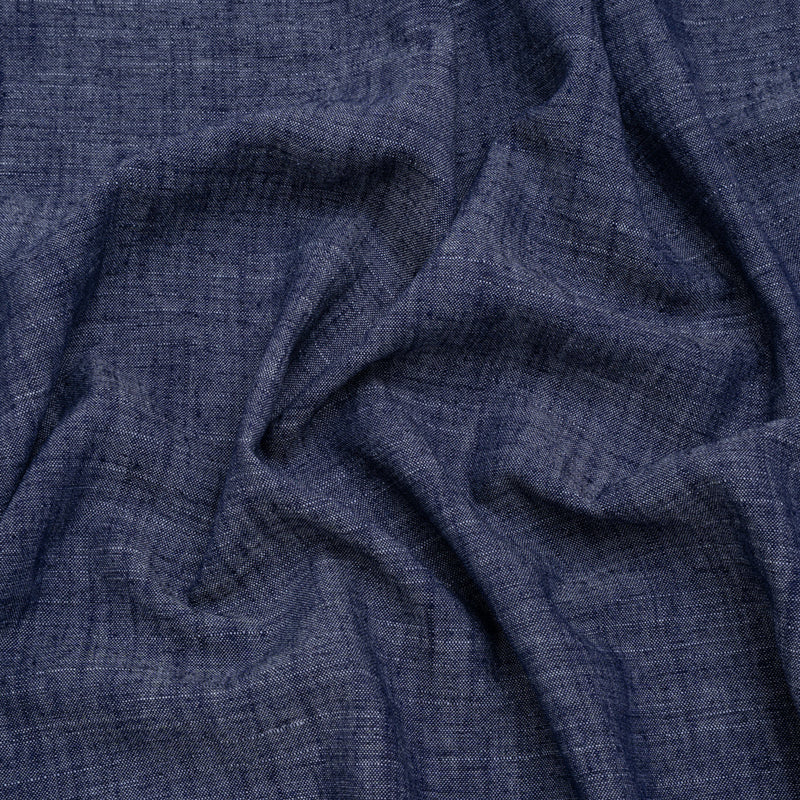 Polyester, Rayon and Linen Denim-Like Woven - Dark Blue - Designer Deadstock