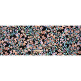 Stretch Polyester Jersey Print - Orange, Blue and Green Watercolor Flowers on Black - Designer Deadstock