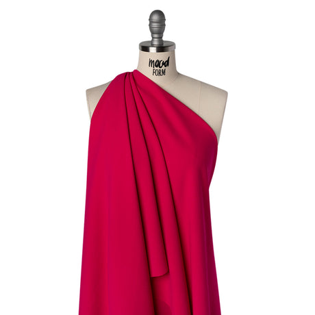 Stretch Polyester Crepe Double Knit - Hot Magenta - Designer Deadstock
