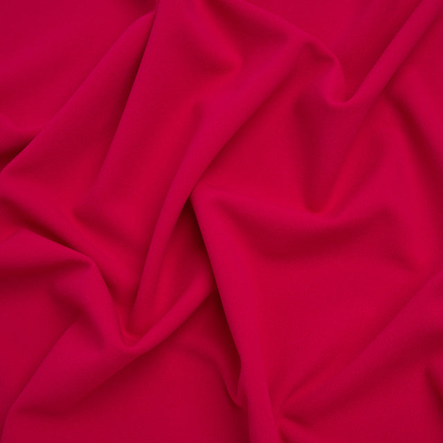 Stretch Polyester Crepe Double Knit - Hot Magenta - Designer Deadstock