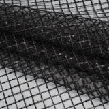 Embroidered Lace Tulle with Baby Sequins - Black and Gunmetal Grid - Designer Deadstock