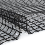 Embroidered Lace Tulle with Baby Sequins - Black and Gunmetal Grid - Designer Deadstock