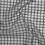 Embroidered Lace Tulle with Baby Sequins - Black and Gunmetal Grid - Designer Deadstock
