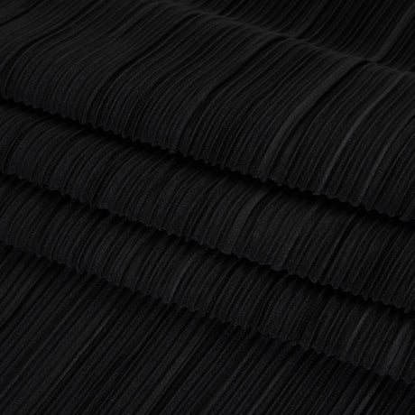 Polyester Plisse Knit - Black - Designer Deadstock