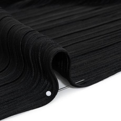 Polyester Plisse Knit - Black - Designer Deadstock