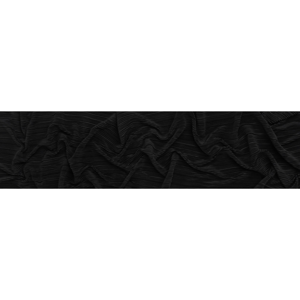 Polyester Plisse Knit - Black - Designer Deadstock