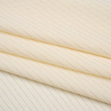 Crepe-Like Polyester Woven with Metallic Gold Pinstripes - Antique White - Designer Deadstock