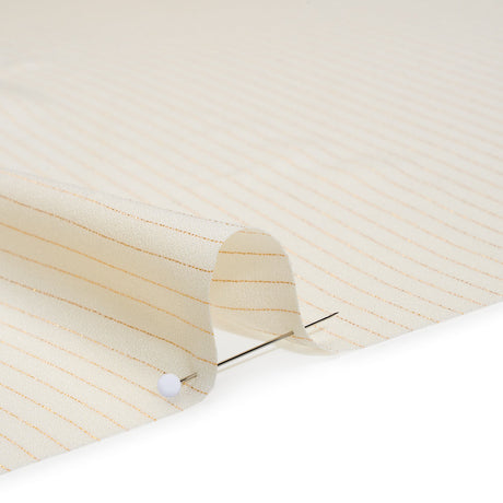 Crepe-Like Polyester Woven with Metallic Gold Pinstripes - Antique White - Designer Deadstock