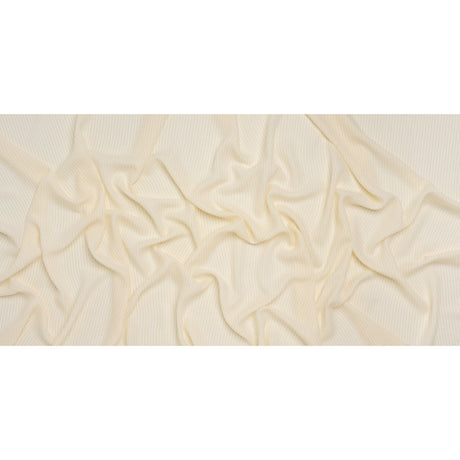 Crepe-Like Polyester Woven with Metallic Gold Pinstripes - Antique White - Designer Deadstock