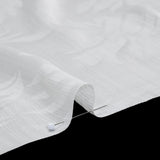 Crinkled Polyester Satin-Face Chiffon Jacquard - White Palm Leaves - Designer Deadstock