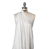 Crinkled Polyester Satin-Face Chiffon Jacquard - White Palm Leaves - Designer Deadstock