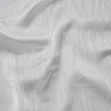 Crinkled Polyester Satin-Face Chiffon Jacquard - White Palm Leaves - Designer Deadstock
