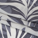 Slubbed Drapey Polyester and Rayon Woven Print - Cream and Cool Gray Palm Leaves - Designer Deadstock