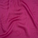 Crinkled Polyester Satin-Face Chiffon Jacquard - Fuchsia Palm Leaves - Designer Deadstock